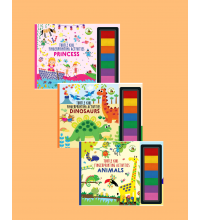 Turtle Kids Fingerprint Activities Serisi 3'lü (Princess - Dinosaurs - Animals)