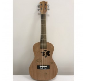 Ahşap Concert Ukulele (El Yapımı-Pati Desen)