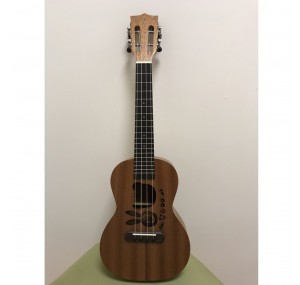 Ahşap Concert Ukulele (El Yapımı-Tavşan Desen)